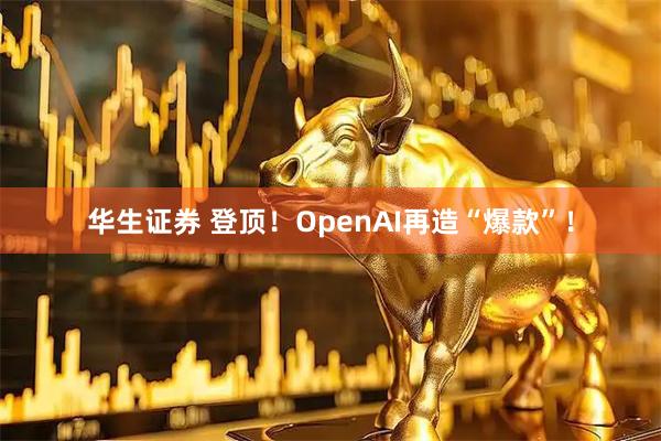 华生证券 登顶！OpenAI再造“爆款”！