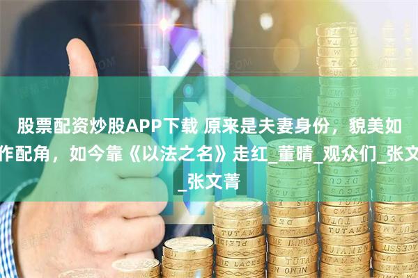 股票配资炒股APP下载 原来是夫妻身份，貌美如花作配角，如今靠《以法之名》走红_董晴_观众们_张文菁
