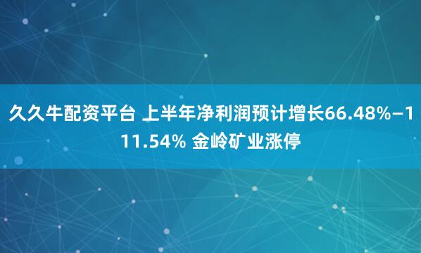 久久牛配资平台 上半年净利润预计增长66.48%—111.54% 金岭矿业涨停